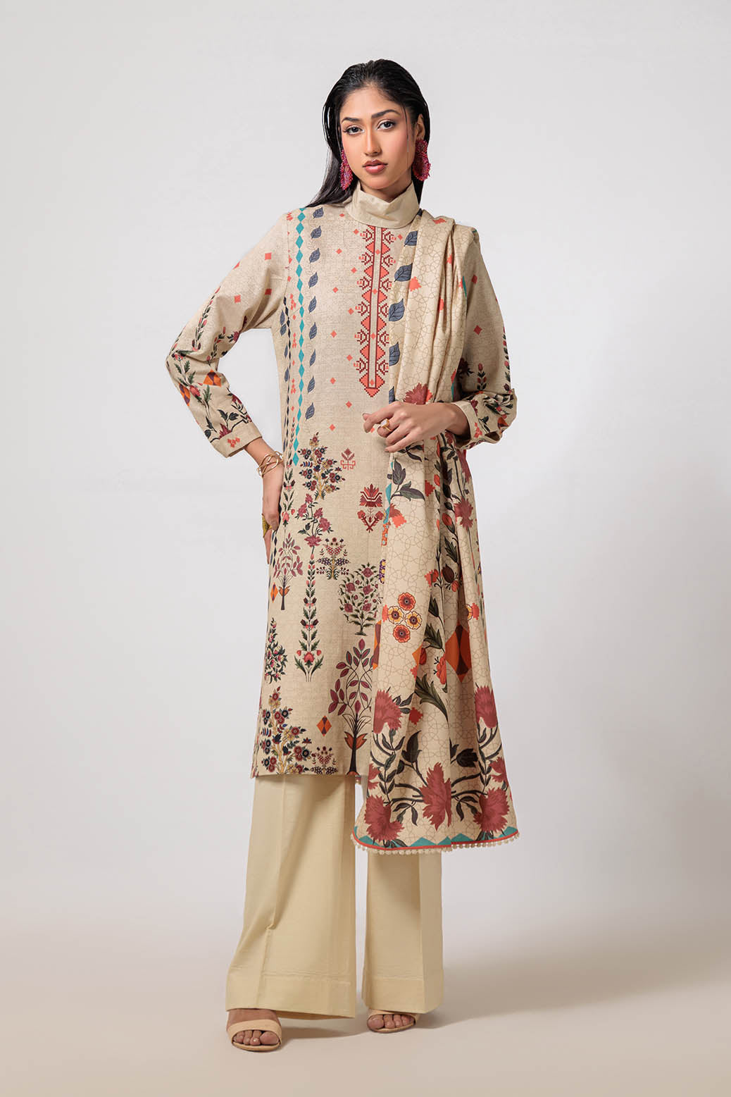 Bonanza Satrangi | Sand Castle 3 Pc (7W24P3P352) -  Bonanza Satrangi Unstitched - Original Designer Dress - House of Maryam