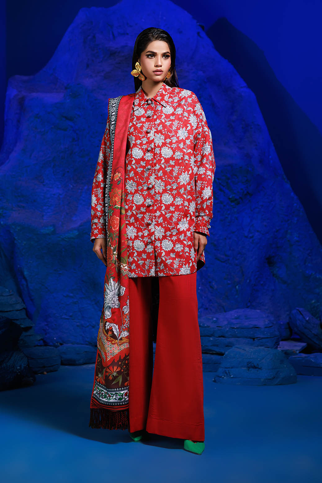 Bonanza Satrangi | Scarlet Sage 3 Pc (7W24P3P353) -  Bonanza Satrangi Unstitched - Original Designer Dress - House of Maryam