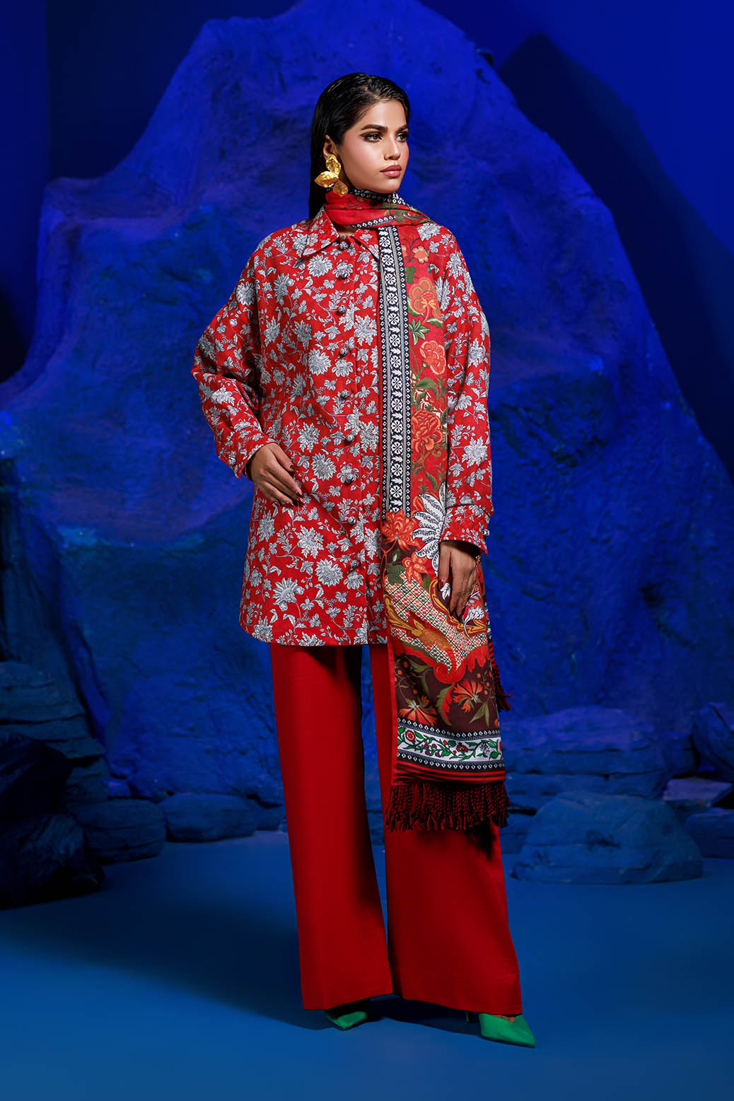 Bonanza Satrangi | Scarlet Sage 3 Pc (7W24P3P353) -  Bonanza Satrangi Unstitched - Original Designer Dress - House of Maryam