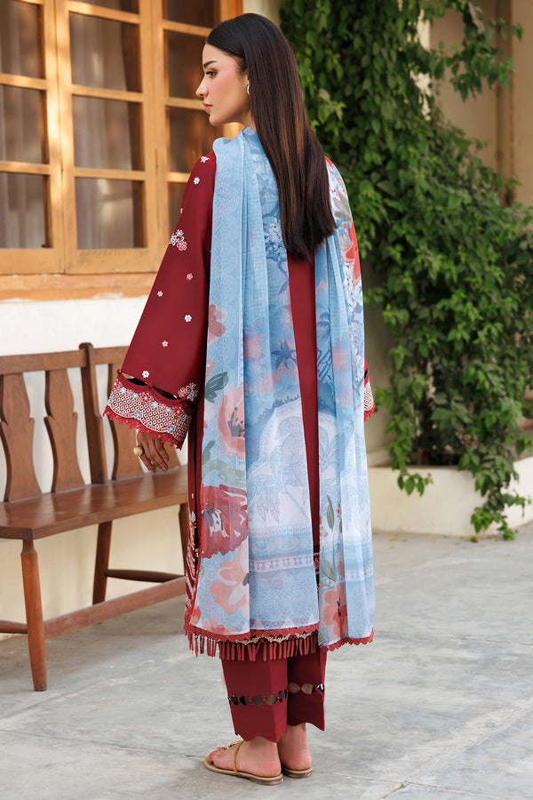 Farasha | Summer Weaves Embroidered Lawn | Crimson Glow -  Farasha Ladies Clothes - Original Designer Dress - House of Maryam