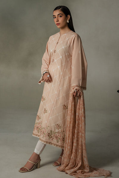 Cross Stitch | Exclusive Pret | Peachy Rose-2 Piece (Shirt & Dupatta)