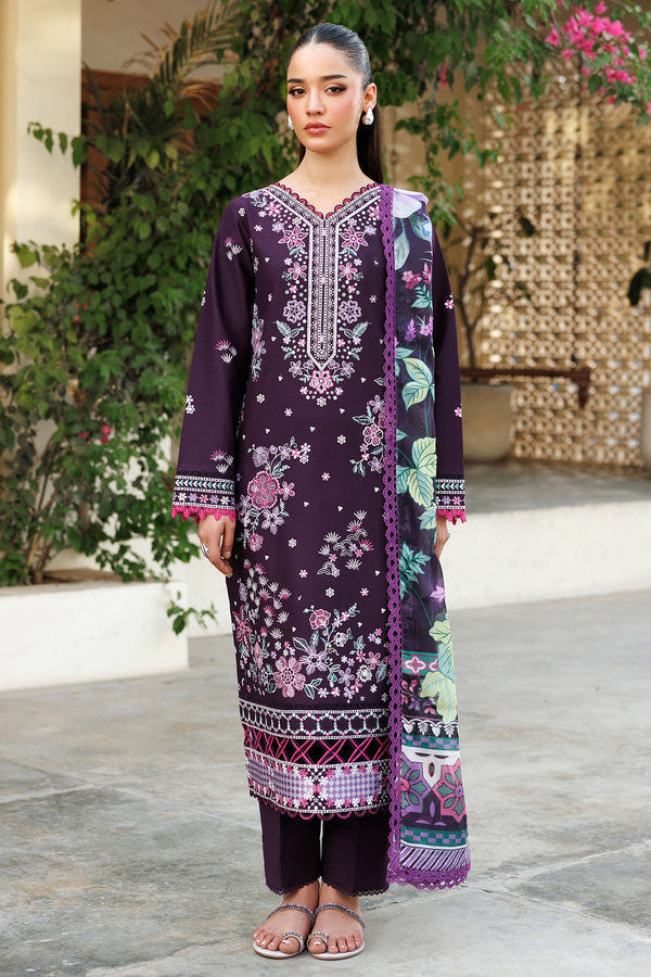Farasha | Summer Weaves Embroidered Lawn | Plum Allure -  Farasha Ladies Clothes - Original Designer Dress - House of Maryam