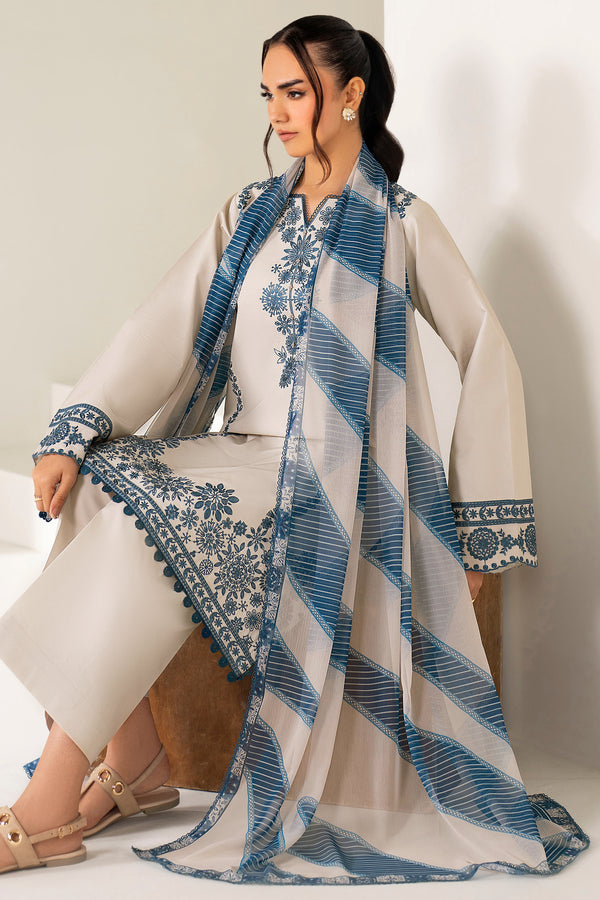 Farasha | Summer Weaves Embroidered Lawn | Dusty Marble-7