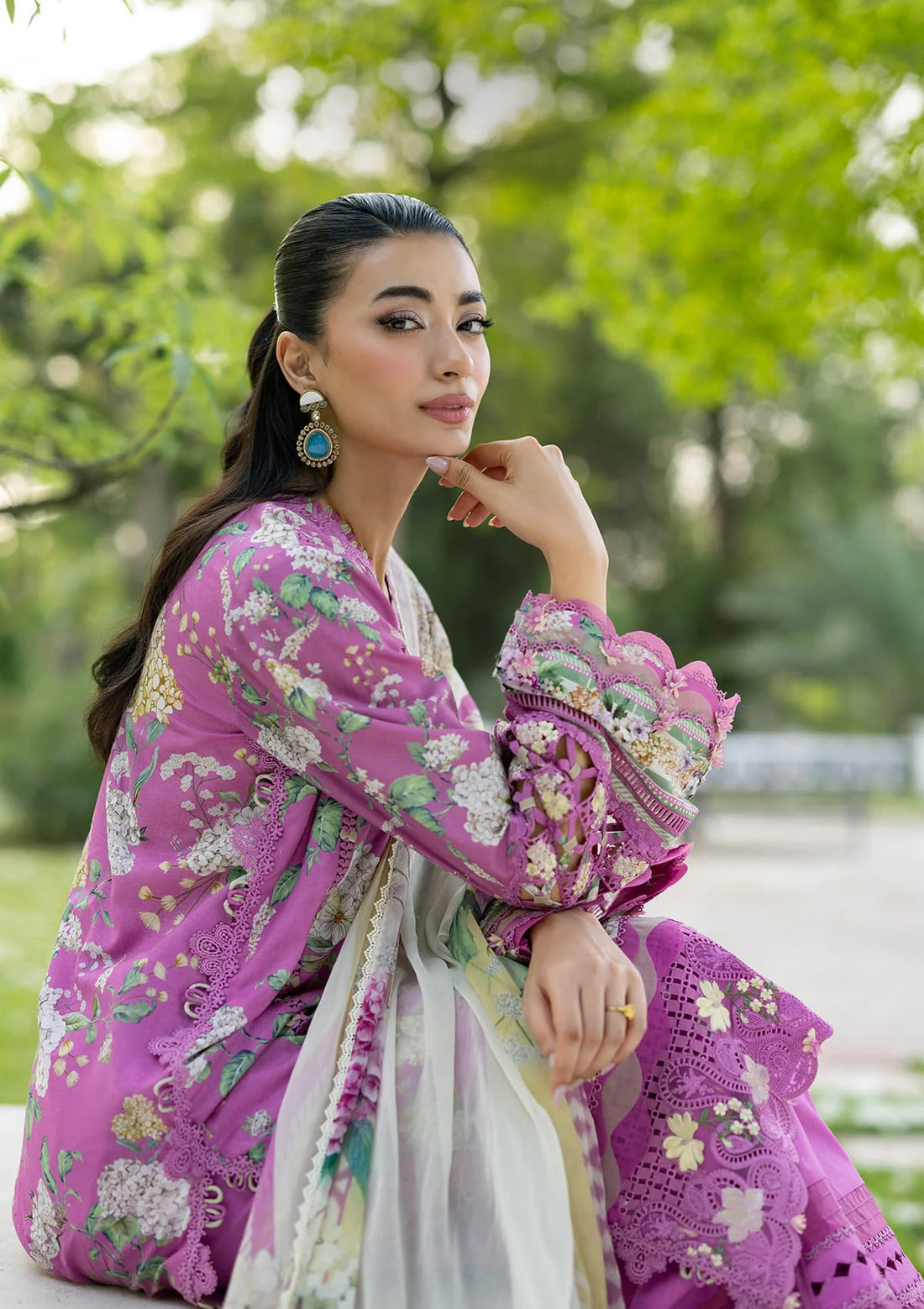 Elaf Premium | Signature Embroidered Lawn with Chiffon Collection 26 | ESG-7B KIARA-3