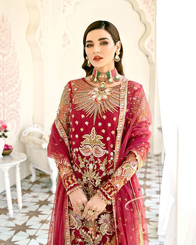 Gulaal | Wedding Formals | Rouge Embroidered Net 3-Piece Suit WS-06 -  Gulaal Bridal - Original Designer Dress - House of Maryam