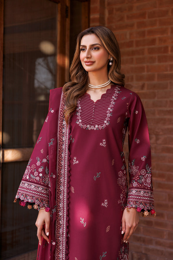 Farasha | Dastoor Embroidered Lawn SS24 | RUBY GLAM by Designer Farasha - House of Maryam - Pakistani Designer Ethnic Wear in {{ shop.shopifyCountryName }}