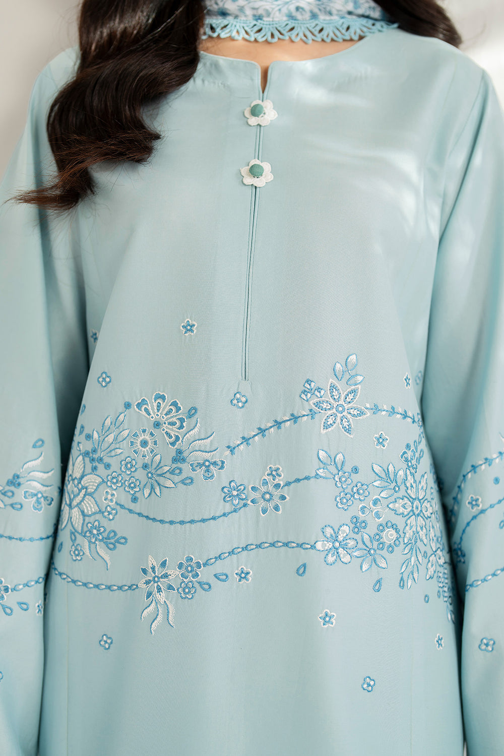 Farasha | Thread Lines Embroidered | Ash Mist -  Farasha Ladies Clothes - Original Designer Dress - House of Maryam