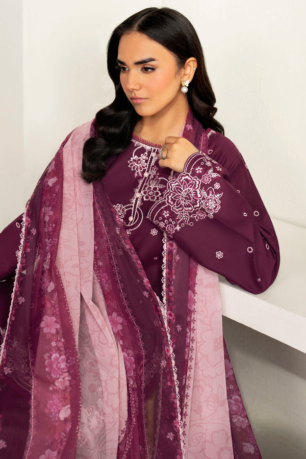 Farasha | Summer Weaves Embroidered Lawn | Rose Passion-7