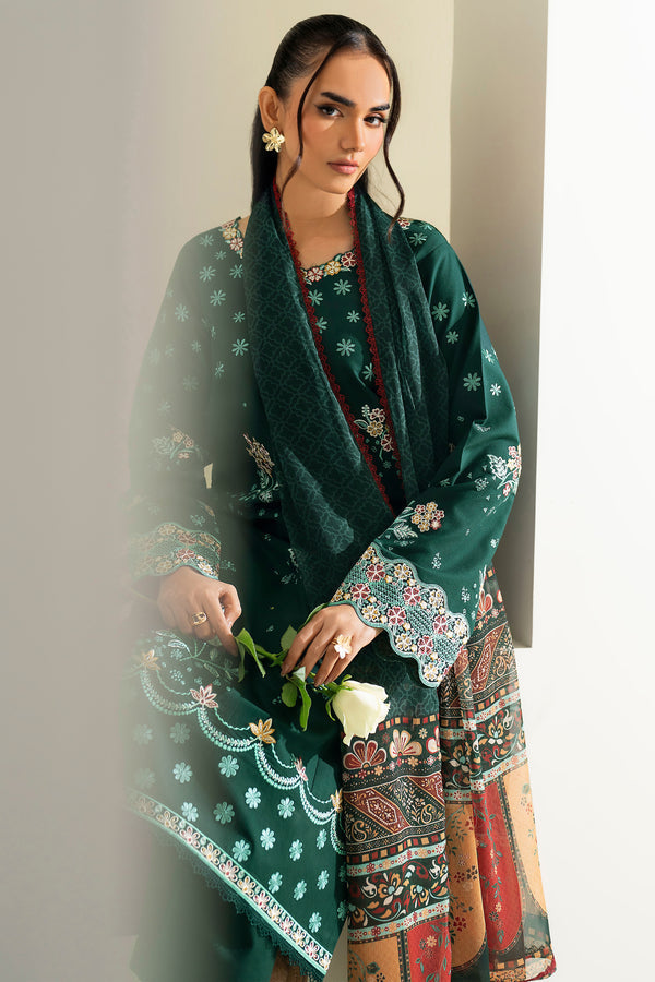 Farasha | Summer Weaves Embroidered Lawn | Willow Green-6