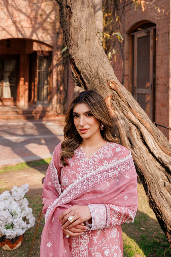 Farasha | Dastoor Embroidered Lawn SS24 | PEARL MIST