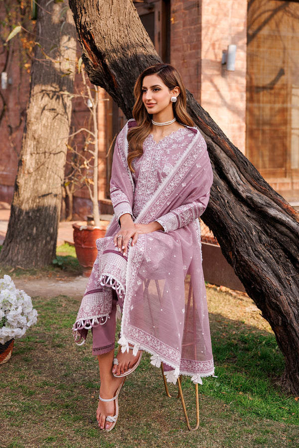 Farasha | Dastoor Embroidered Lawn SS24 | DAINTY LILAC -  Farasha Luxury - Original Designer Dress - House of Maryam