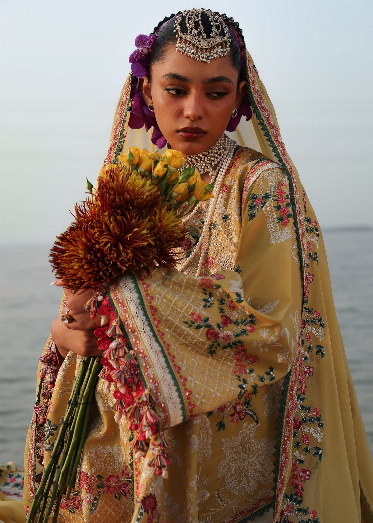 Hussain Rehar | Kalabagh Luxury Lawn 26 | Ochre, image 7