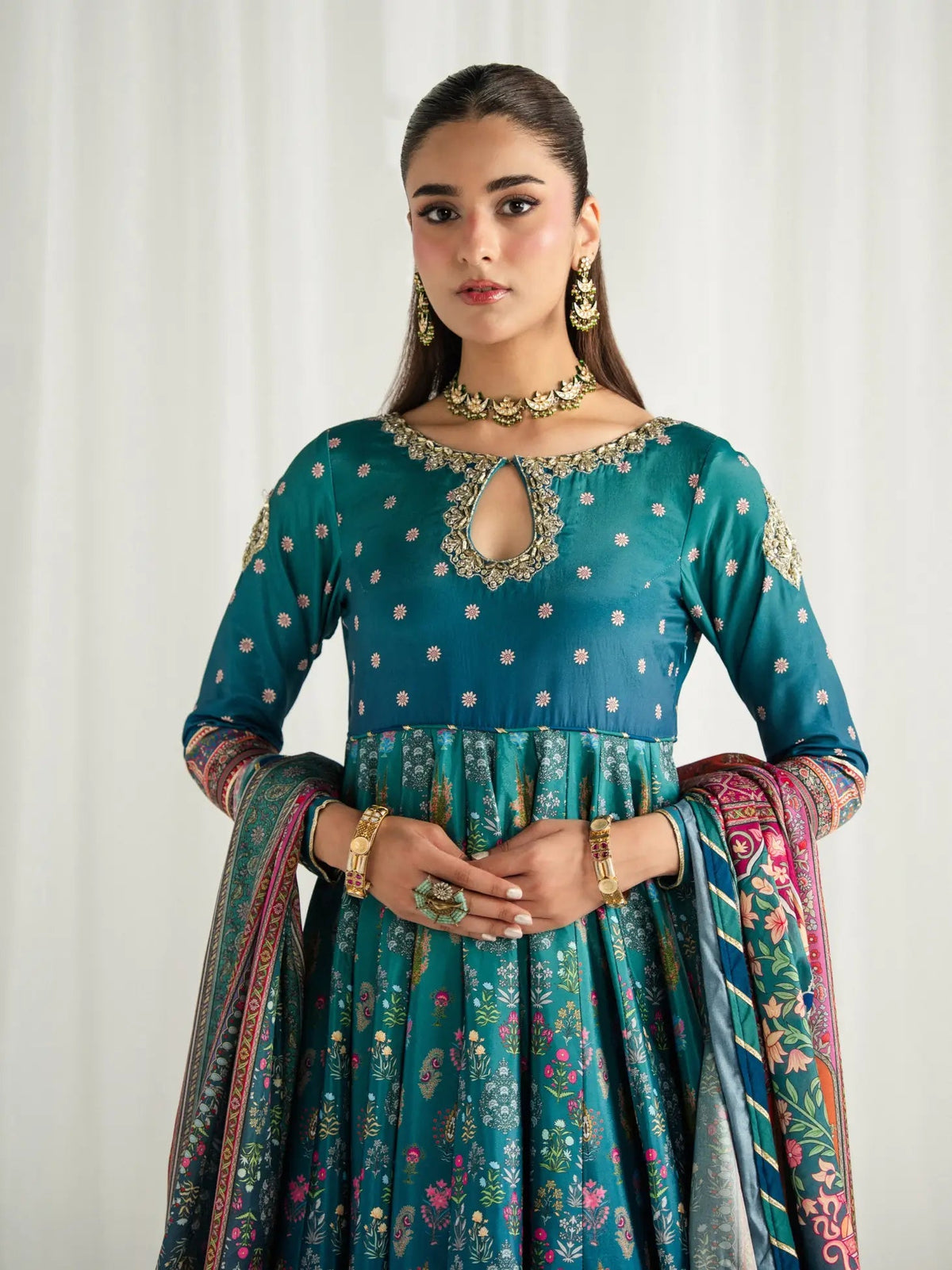 Gulaal | Aira Printed Silk | Azure, image 6