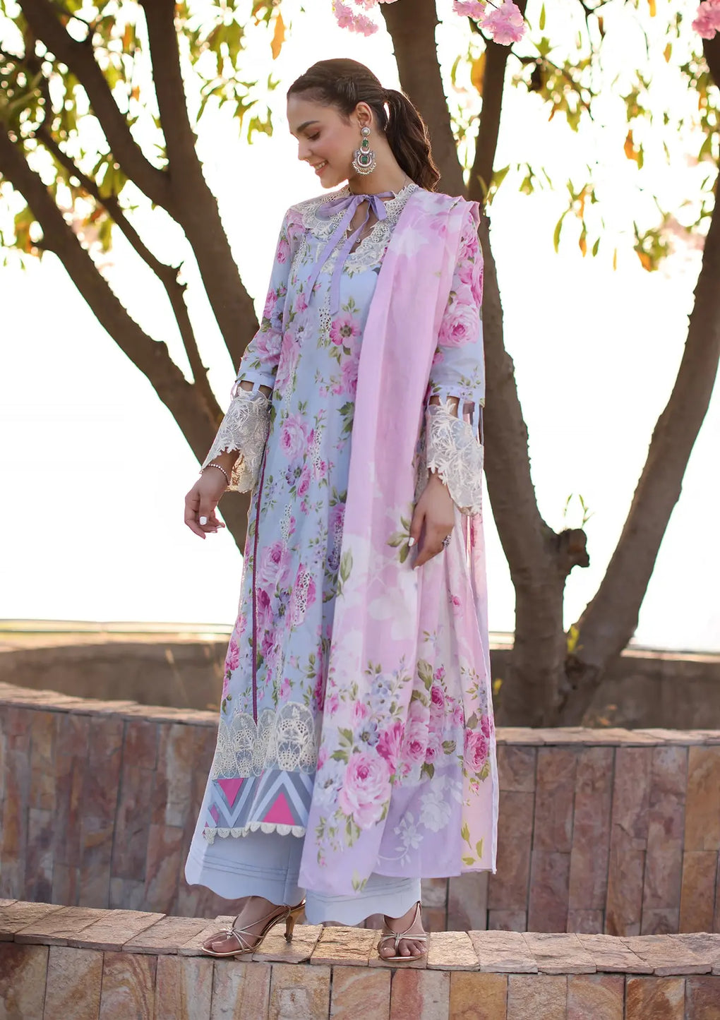 Elaf Premium | Prints Chikankari 24 | 04A OCEAN BLOSSOMS -  Elaf Premium Luxury - Original Designer Dress - House of Maryam