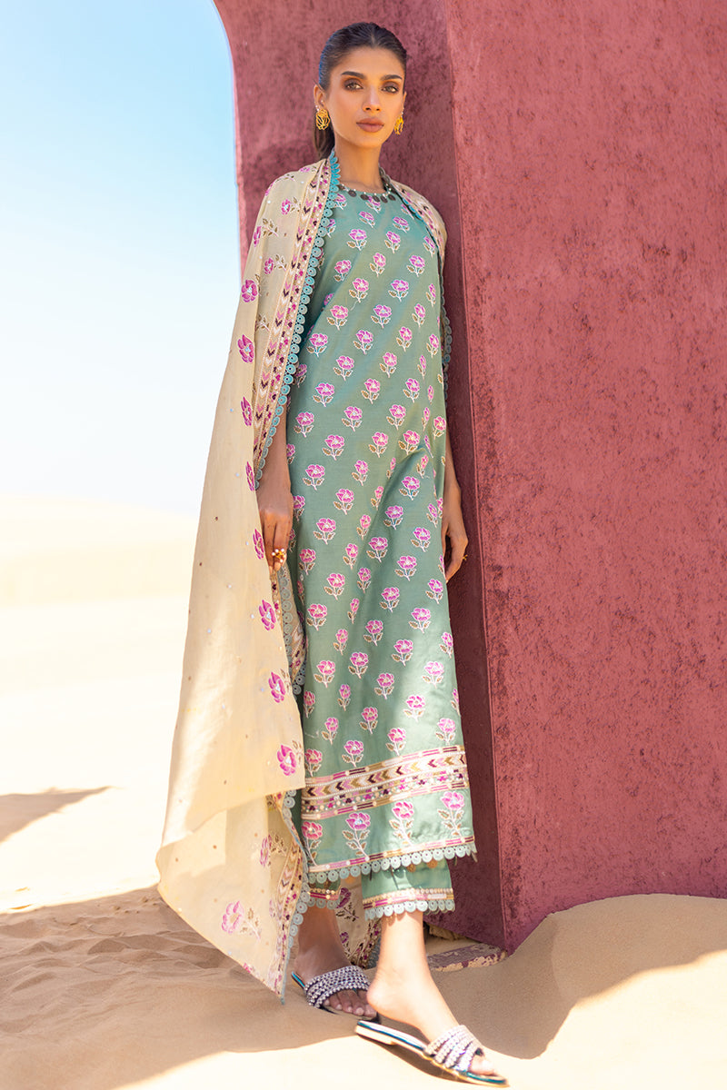 Cross Stitch | Eid Lawn 24 | CHARTREUSE GOLD -  Cross Stitch Luxury - Original Designer Dress - House of Maryam