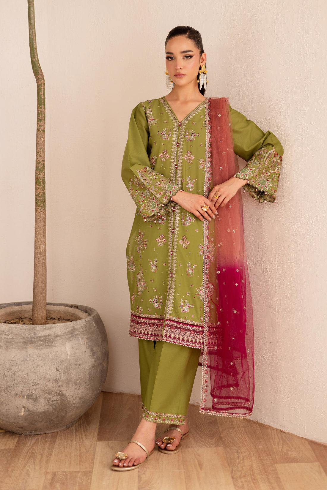 Batik | Nyra Embroidered Summer Solids | Slush -  Batik Ladies Clothes - Original Designer Dress - House of Maryam