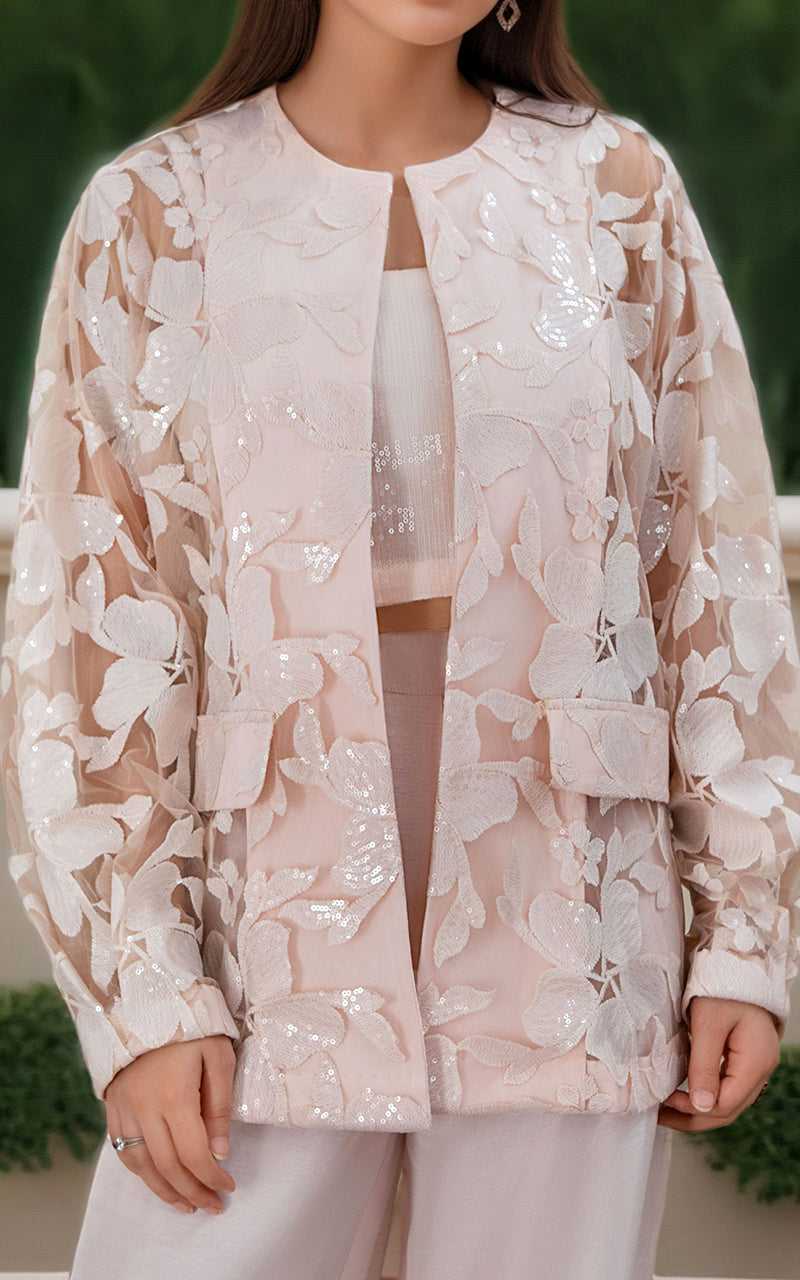 Threads and Motifs | Formal Dresses 25 | ORGANZA EMBROIDERED JACKET -  Threads and Motifs Ladies Clothes - Original Designer Dress - House of Maryam