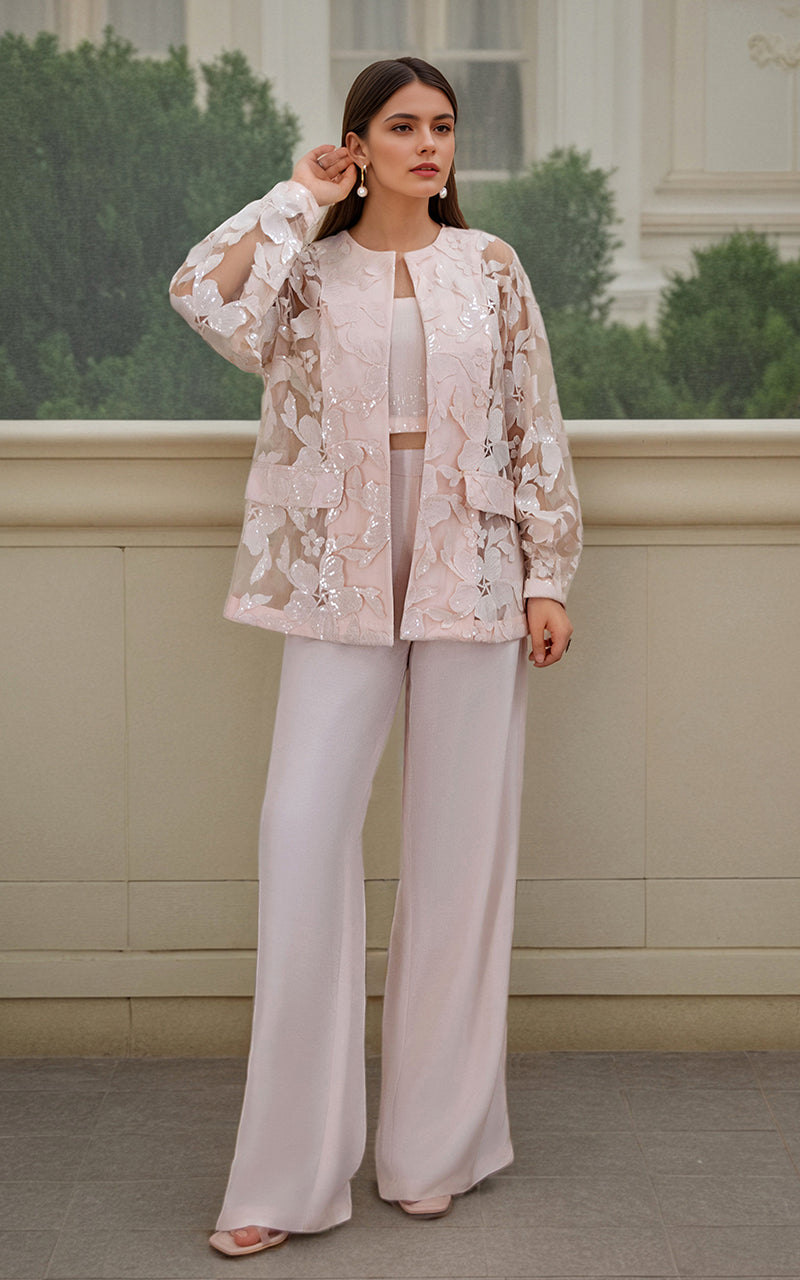 Threads and Motifs | Formal Dresses 25 | ORGANZA EMBROIDERED JACKET -  Threads and Motifs Ladies Clothes - Original Designer Dress - House of Maryam