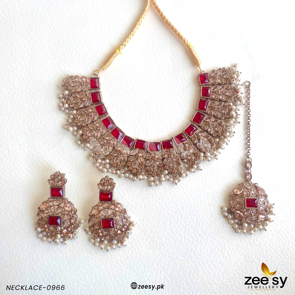 Necklace-0966 -  Zeesy Necklace Sets - Original Designer Dress - House of Maryam