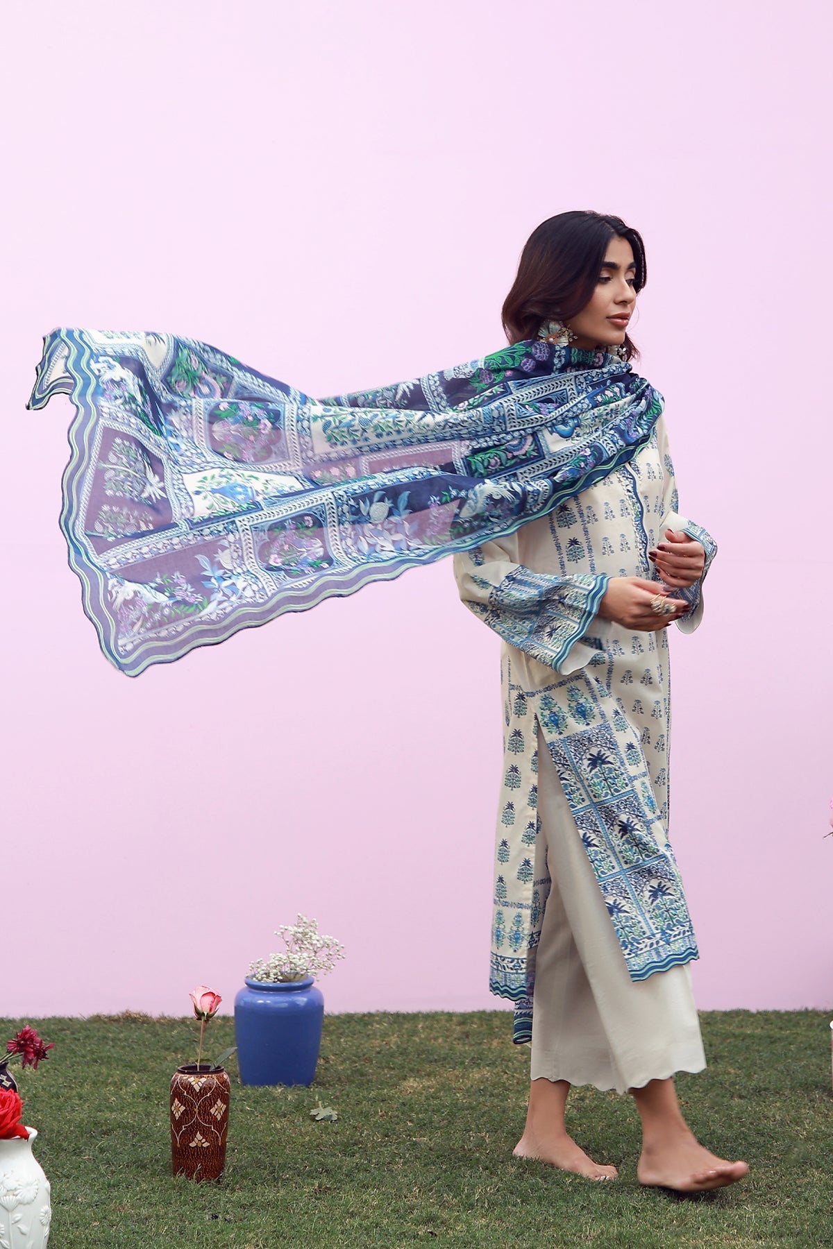 Sahar | Mirha Casual Pret | Indigo Cream Folk-5