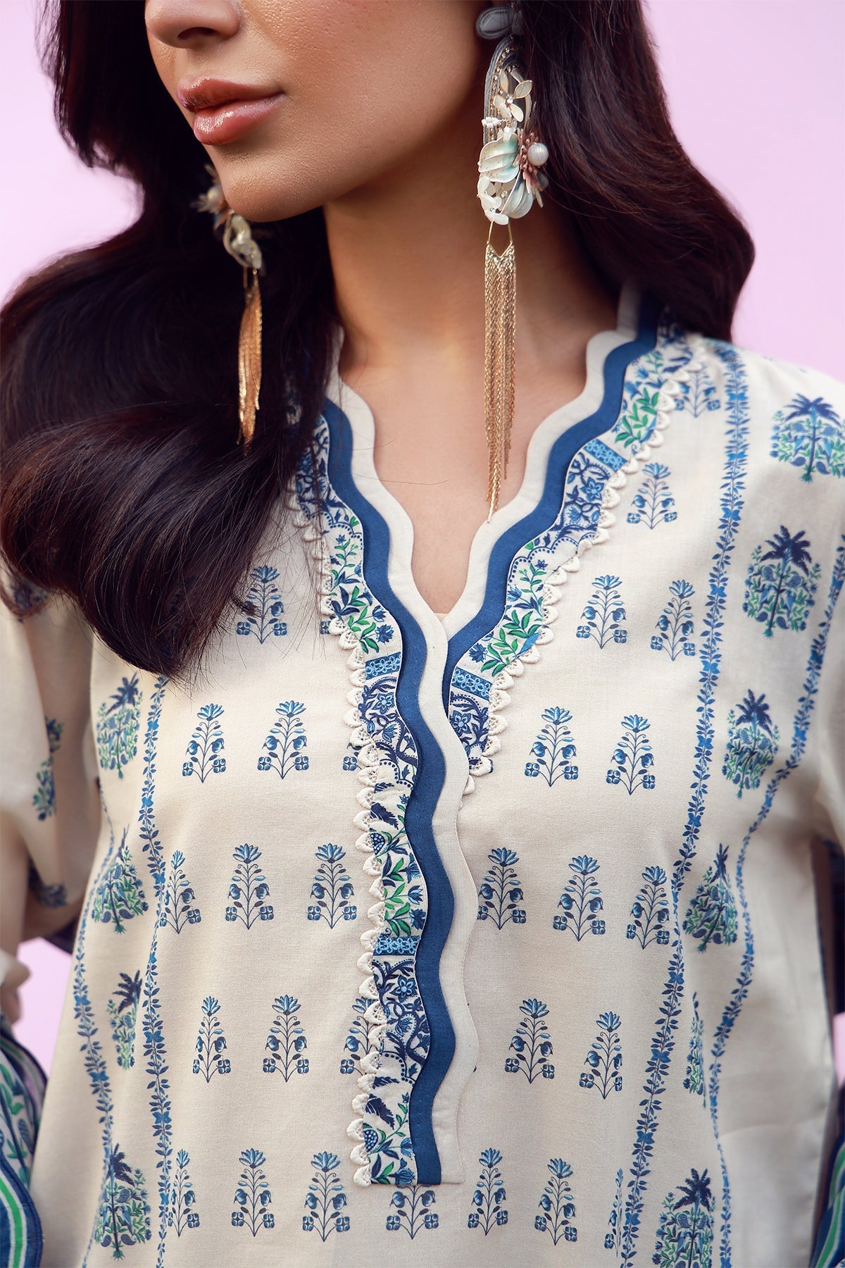 Sahar | Mirha Casual Pret | Indigo Cream Folk-3