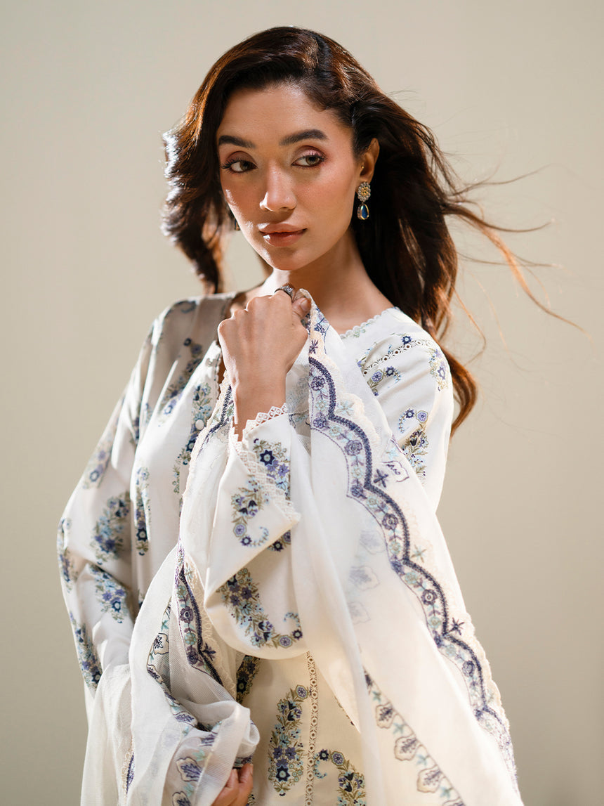 Faiza Faisal | FNF Printed Lawn | IVORY PETALS, image 4