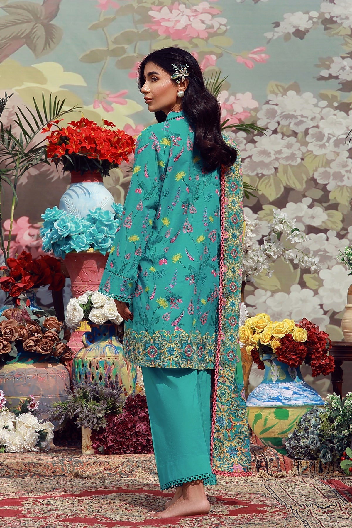 Sahar | Mirha Casual Pret | Teal Meadow-2