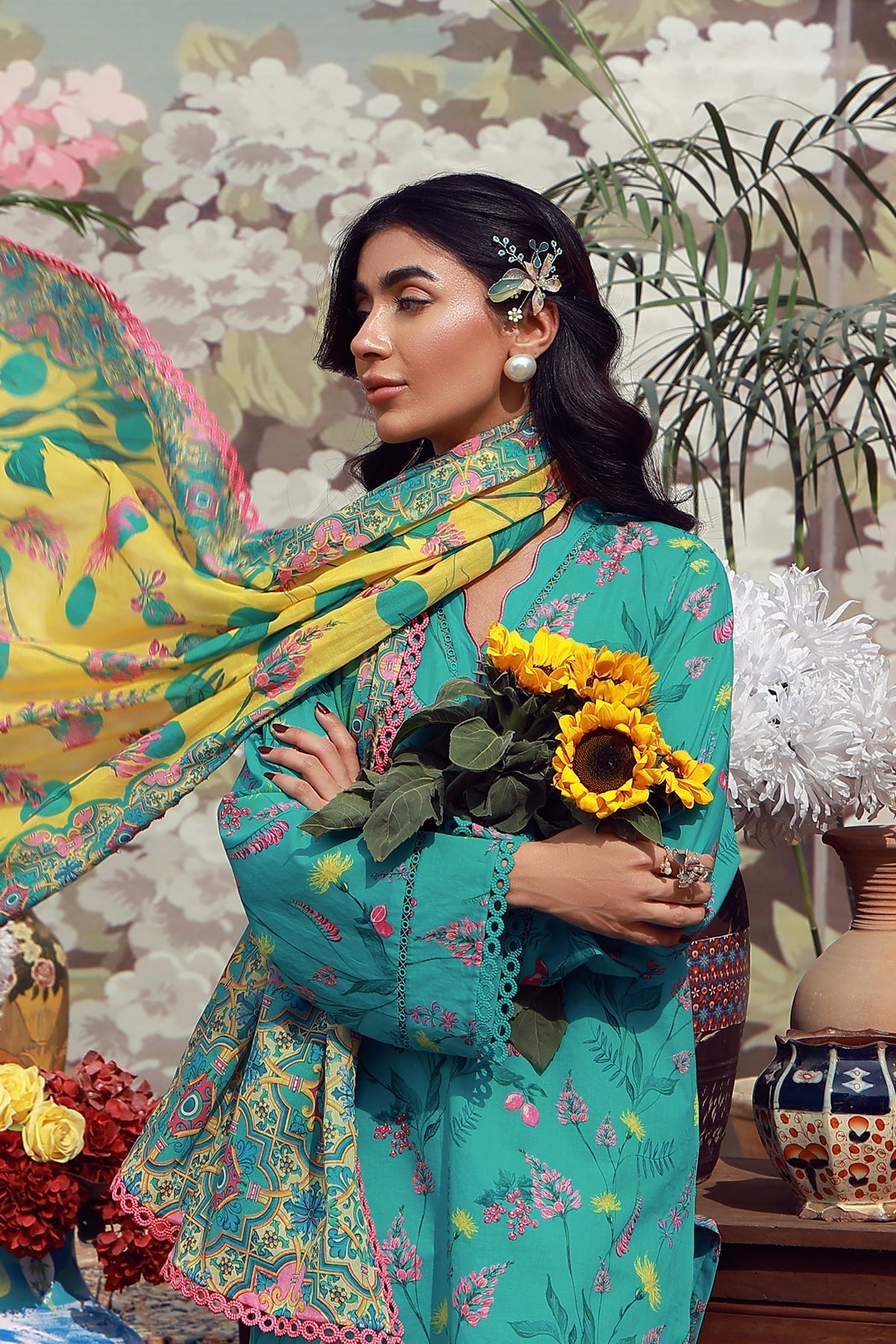 Sahar | Mirha Casual Pret | Teal Meadow-3