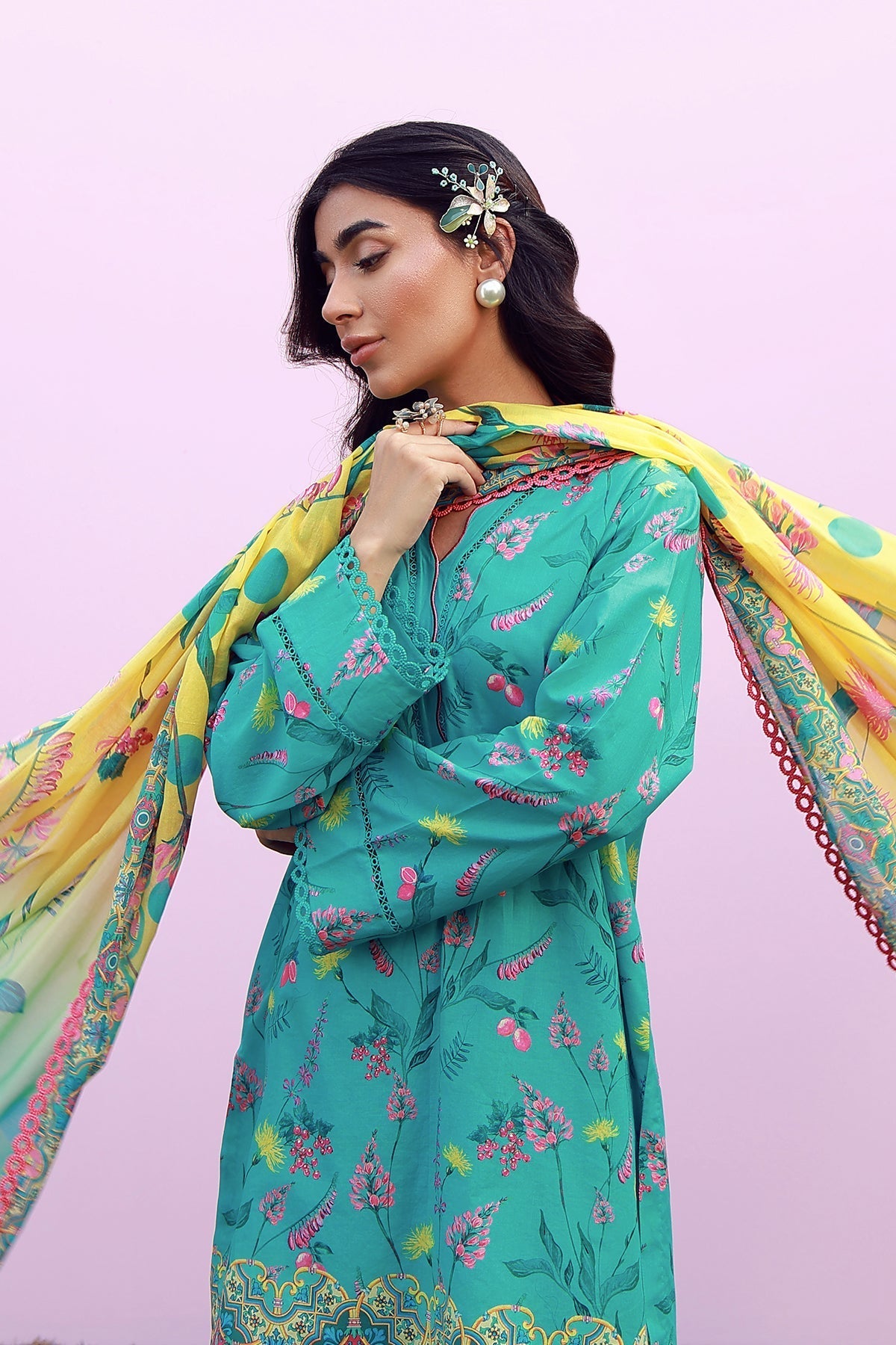 Sahar | Mirha Casual Pret | Teal Meadow-4