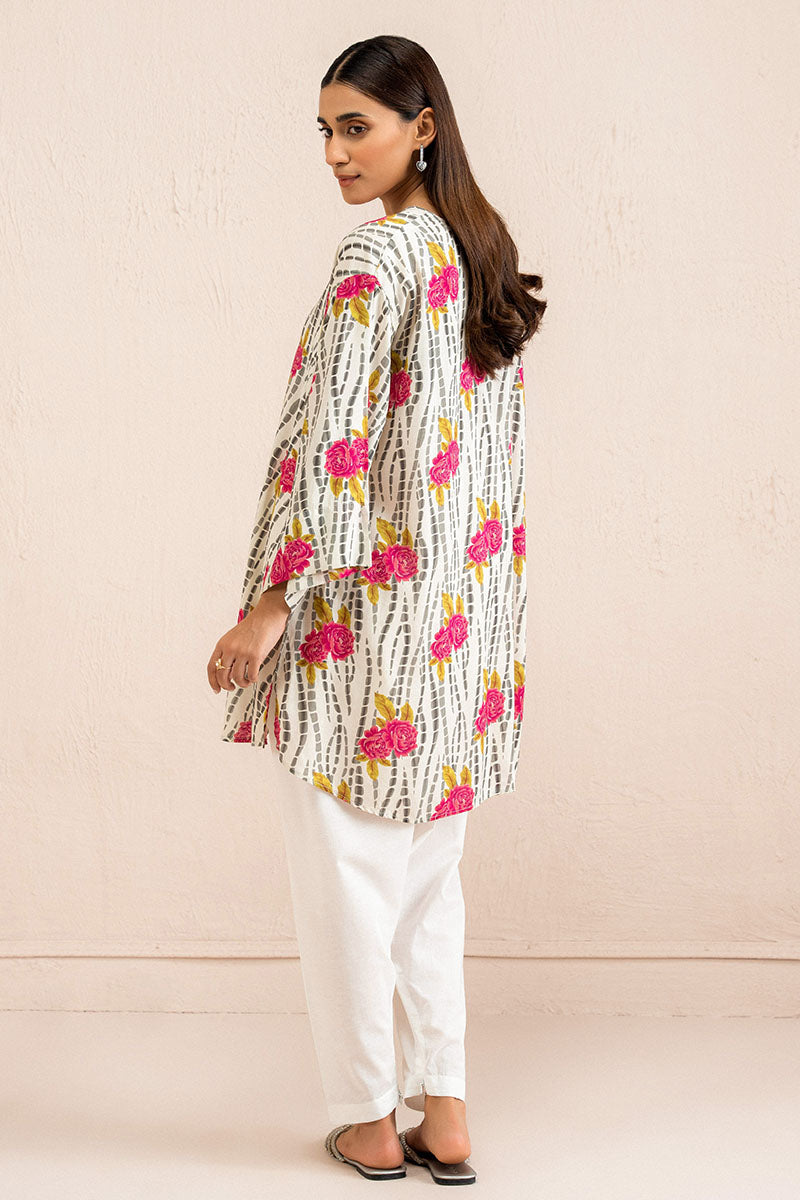 Cross Stitch | Basic Pret | Ivory Frost Printed Linen Shirt-5