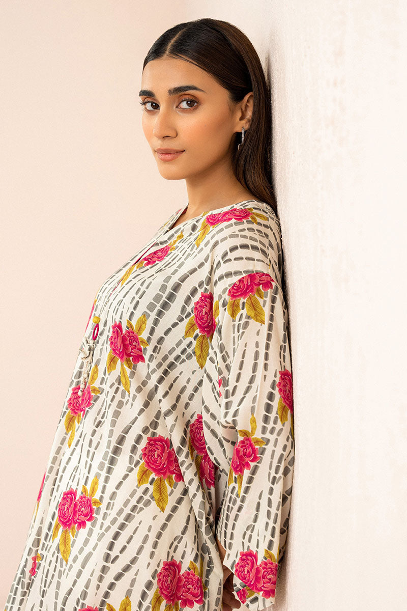 Cross Stitch | Basic Pret | Ivory Frost Printed Linen Shirt