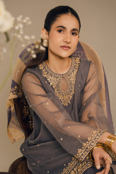 Cross Stitch | Luxury Pret | Gray Beryl-3 Piece (Shirt, Trouser & Dupatta)