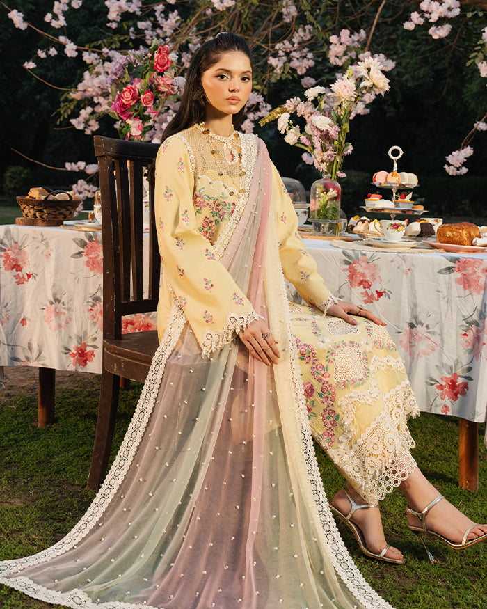Zevk | Flora Festive Lawn | LIME -  Zevk Ladies Clothes - Original Designer Dress - House of Maryam