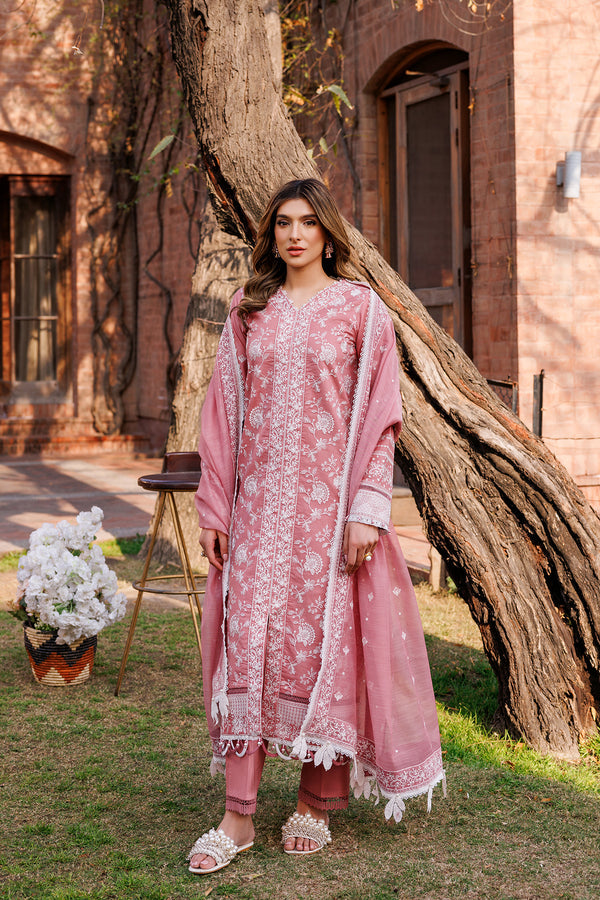 Farasha | Dastoor Embroidered Lawn SS24 | PEARL MIST