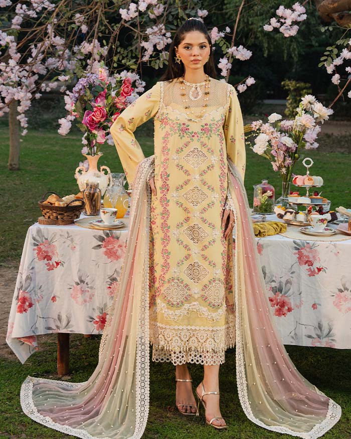Zevk | Flora Festive Lawn | LIME -  Zevk Ladies Clothes - Original Designer Dress - House of Maryam