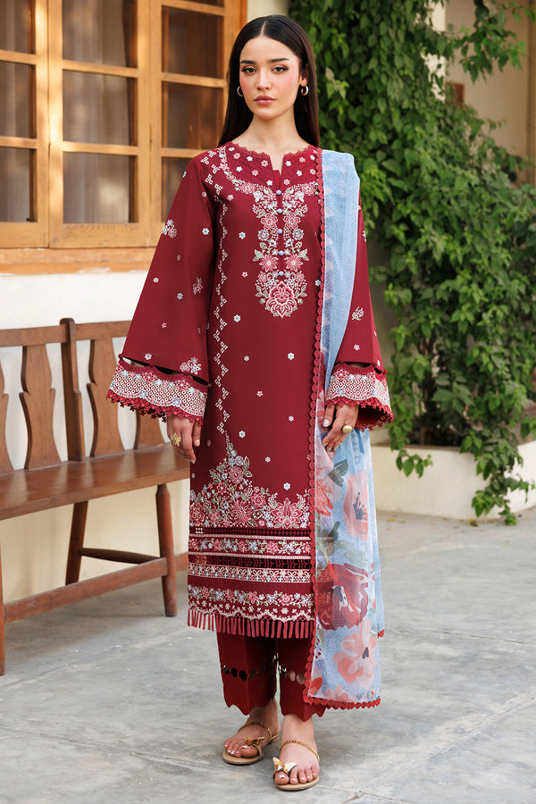 Farasha | Summer Weaves Embroidered Lawn | Crimson Glow -  Farasha Ladies Clothes - Original Designer Dress - House of Maryam