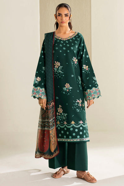 Farasha | Summer Weaves Embroidered Lawn | Willow Green