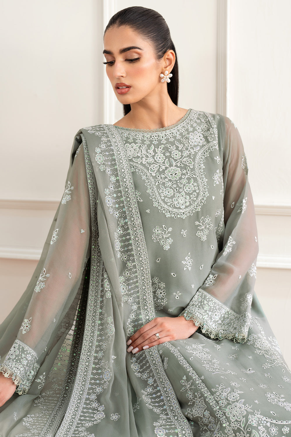 Farasha | Essence Formals 25 | Ash Green -  Farasha Ladies Clothes - Original Designer Dress - House of Maryam