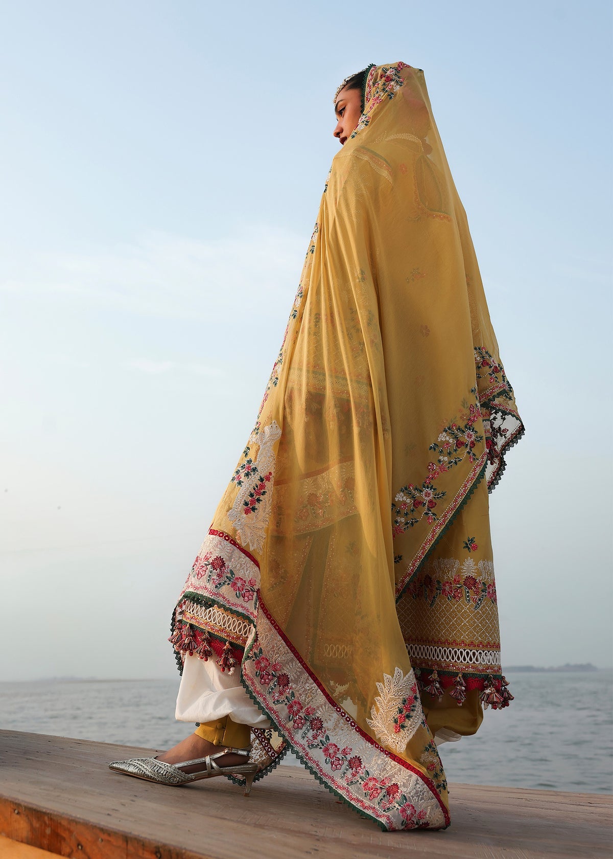 Hussain Rehar | Kalabagh Luxury Lawn 26 | Ochre, image 2
