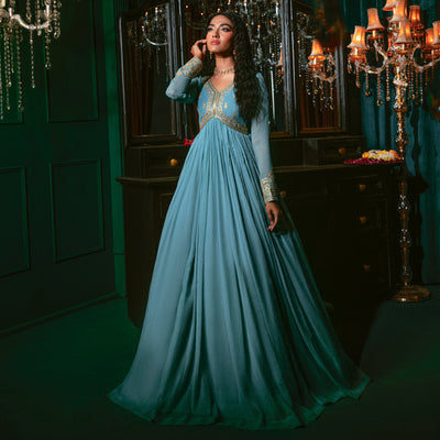 Hania & Umaimaz | Festive Collection | Aasmani -  Hania & Umaima  - Original Designer Dress - House of Maryam