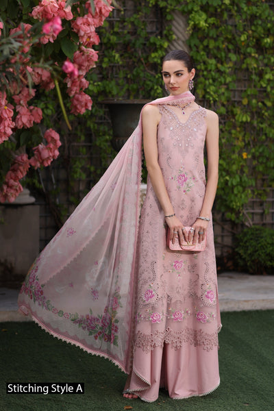 Noor by Saadia Asad | Eid Luxury Schiffli Laserkari 25 | D8- Pink -  Noor by Saadia Asad Ladies Clothes - Original Designer Dress - House of Maryam