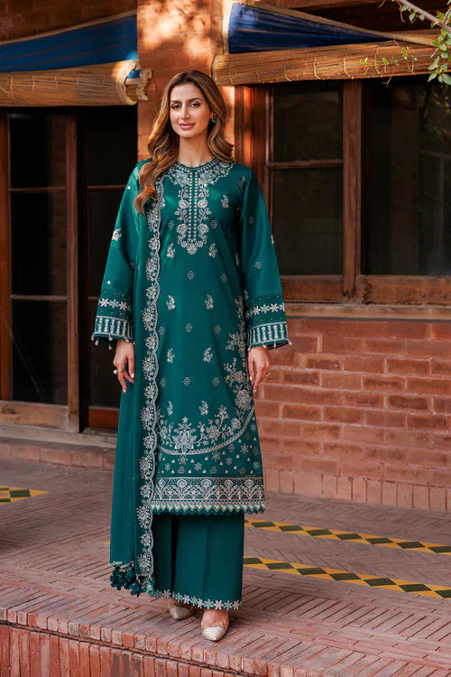 Farasha | Kaavish Lawn 24 | TEAL GARLAND -  Farasha Luxury - Original Designer Dress - House of Maryam