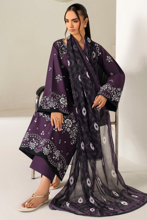 Farasha | Summer Weaves Embroidered Lawn | Twilight Tulip-6
