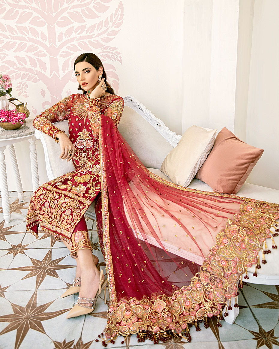 Gulaal | Wedding Formals | Rouge Embroidered Net 3-Piece Suit WS-06 -  Gulaal Bridal - Original Designer Dress - House of Maryam