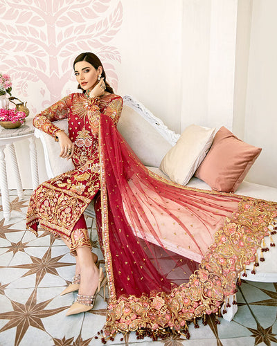 Gulaal | Wedding Formals | Rouge Embroidered Net 3-Piece Suit WS-06 -  Gulaal Bridal - Original Designer Dress - House of Maryam