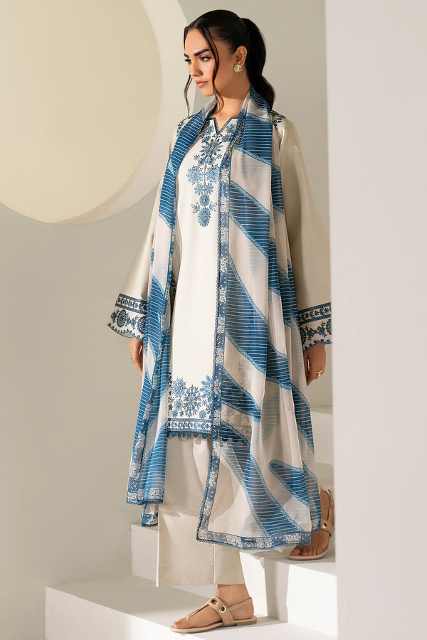 Farasha | Summer Weaves Embroidered Lawn | Dusty Marble-4