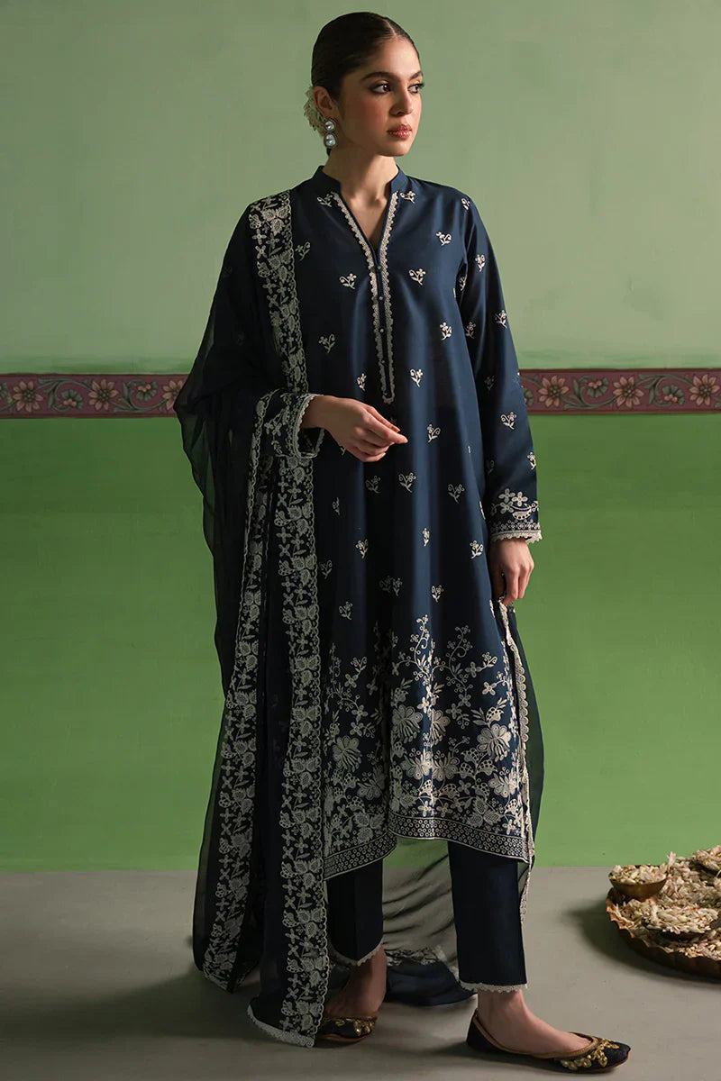 Cross Stitch | Chikankari Lawn | INSIGNIA BLUE -  Cross Stitch Casuals - Original Designer Dress - House of Maryam