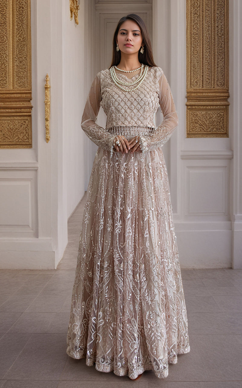 Threads and Motifs | Formal Dresses 25 | Net Cut Dana Bridal Blouse With Lehenga And Dupatta -  Threads and Motifs Ladies Clothes - Original Designer Dress - House of Maryam