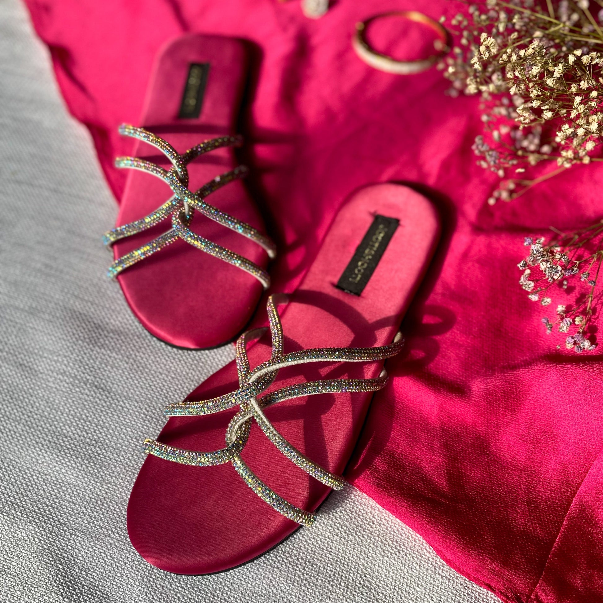 Pink Passion Slides by Designer House of Maryam - House of Maryam - Pakistani Designer Ethnic Wear in {{ shop.shopifyCountryName }}