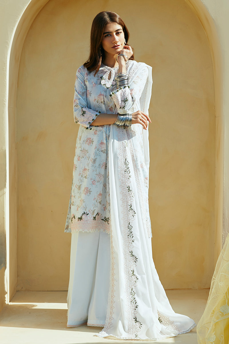 Cross Stitch | Premium Lawn 24 | FLORAL MARINE -  Cross Stitch Formal - Original Designer Dress - House of Maryam